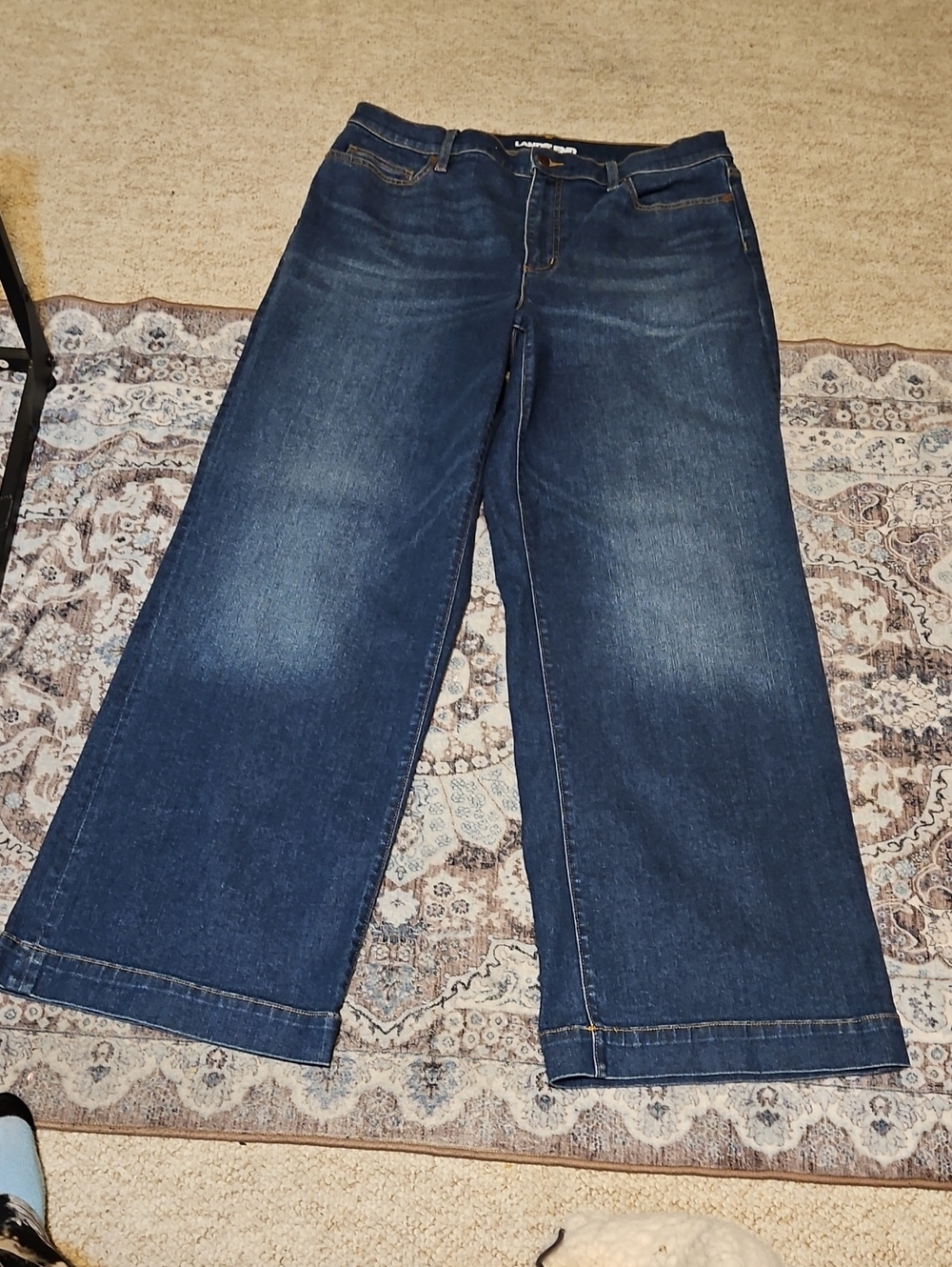 Lands' End Dark Blue Wide-Leg Jeans
